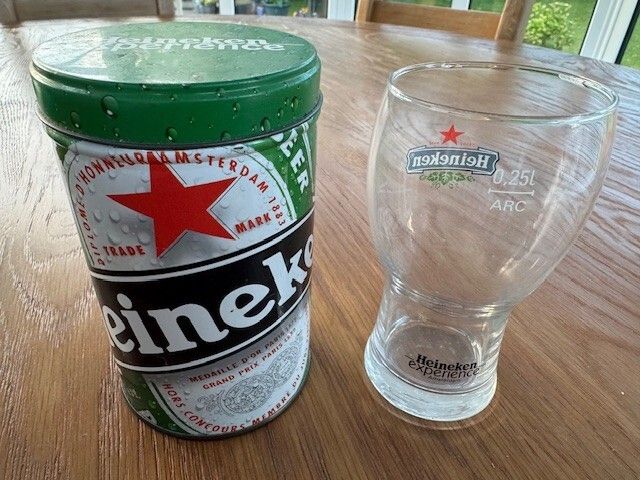 Small Heineken 0.25L Glass & Tin Can (New)