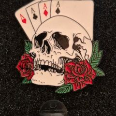 Skull and ace's ,  pin back badge.