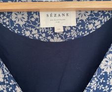 Sezane navy floral dress maxi