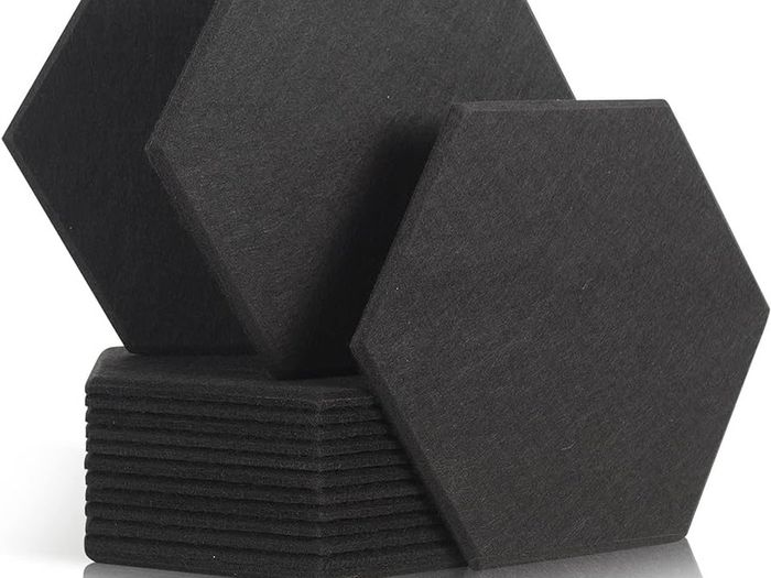 NEW SALE | 12 Pack High Density Hexagon Acoustic Panels,Acoustic Foam Panels 30 x 26 x1 cm Beveled Edge Tiles