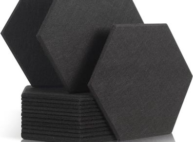 NEW SALE | 12 Pack High Density Hexagon Acoustic Panels,Acoustic Foam Panels 30 x 26 x1 cm Beveled Edge Tiles