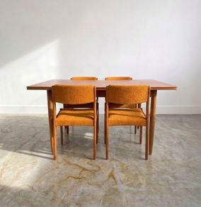 Danish Mid Century Teak Extending Dining Table & 4 Chairs
