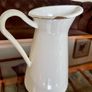 Vintage Shabby Chic Antique White Enamel Jug Vase Image 8