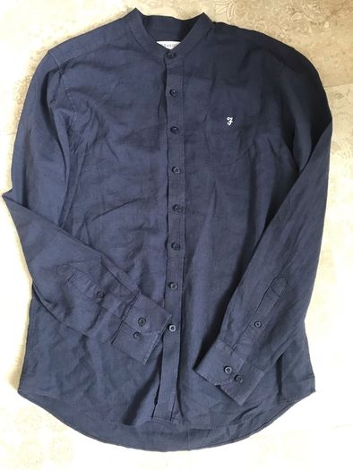 Farah shirt navy linen blend size small New with tags