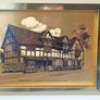 Two Dufex gold foil prints Shakespeare's Birthplace in Stratford-upon-Avon and Man & his Horse Chiddingstone, Kent  in brass glazed frames   size 17.5x22.5cm Image 3