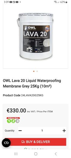 Lava 20  Liquid Rubber Waterproofing 25KG & lava 20 catalyst