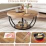 Round Coffee Table, Industrial 2-Tier Circle Coffee Table with Storage Shelves Image 3