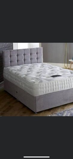 Crushed & plush velvet Divan Bed and mattress