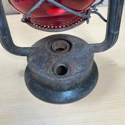 Vintage Dietz Monarch Kerosene Railway Lantern Red Glass Globe -For Restoration PROP