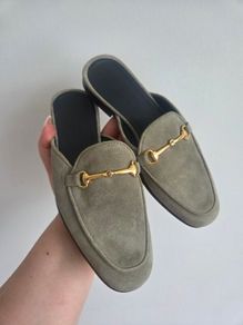 Russel & Bromley Green Suede Mules size 36