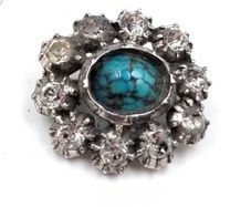 Vintage Sterling Silver Turquoise Brooch - 10 g