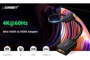 Ugreen Mini HDMI (Male) to HDMI (Female) 3D/UHD 4K@60Hz Bi-Directional Cable Adapter (Gold-Plated) (Brand New/Warranty)