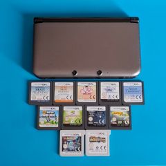3DS XL Silver with Games & Case