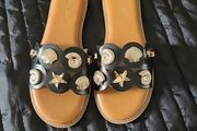 Ladies Black and Gold  sandals Size 37/4