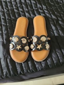 Ladies Black and Gold  sandals Size 37/4