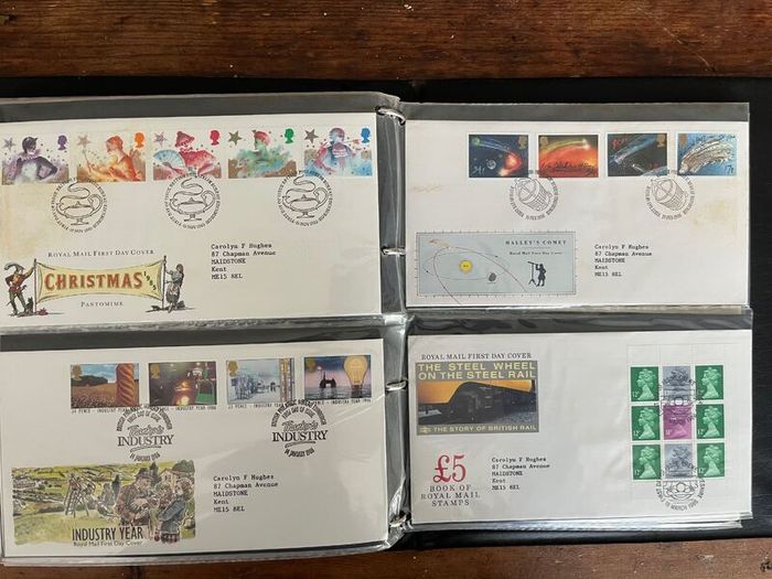 Collection of  81 UK First Day Cover stamps 1980 to 1986 in album plus 10 extra pages