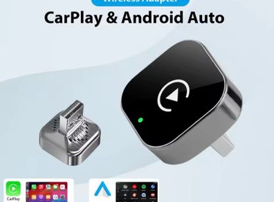 Wireless Apple CarPlay & Android Auto Adapter (2-in-1, Plug & Play)