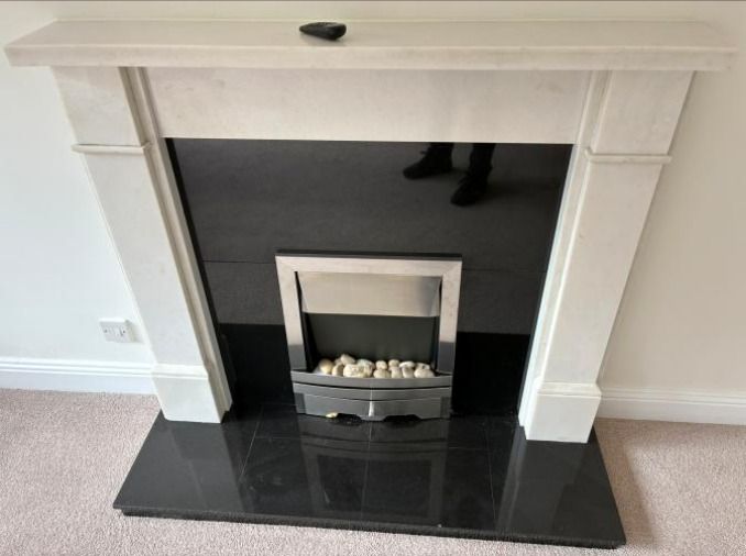Solid Marble Fireplace Surround Black Hearth Back Panel Complete For ...
