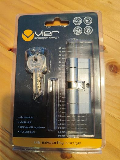 Vier V5 Anti Pick Euro Lock Barrell For 5 Lever Door 35/35cm
