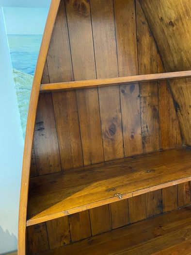 Solid wooden bookcase boat shaped