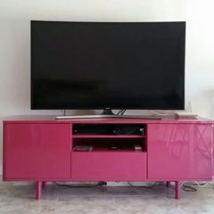 Mostrop Ikea TV stand unit cabinet vtg Pink Rose glass shine unit ps