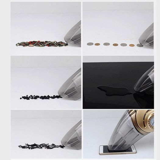 4-in-1 12V Multifunction Car Vacuum Cleaner Tire Air Pump Pressure Detection Gauge LED Light High Power Car Vacuum Cleaning Kit