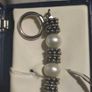 14k gold, sterling silver and pearls toggle bracelet Image 2
