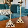 Pair of Tall Art Nouveau Inspired Candlestick Holders Circa Solid Brass Image 8