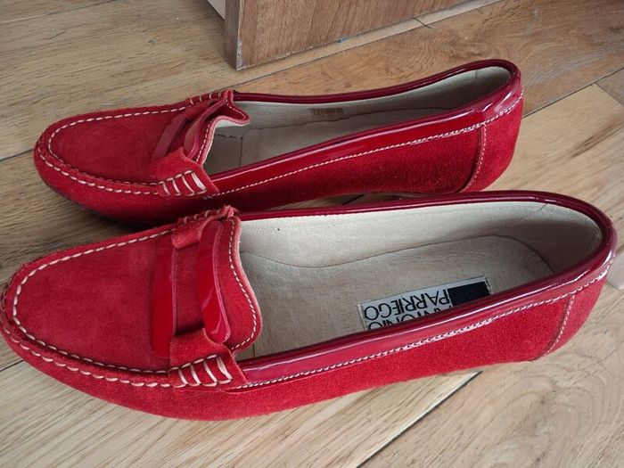 New Antonio Parriego Suede Leather Cherry Red Shoes (39).