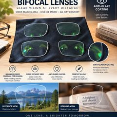 2 pairs of Bifocal Lenses with anti-glair coating