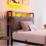 single LED Lights,Metal Upholstered Platform Bed Frame with Charging Image 5