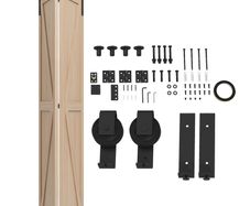 5ft Bi-Folding Sliding Barn Door Hardware Kit - Black