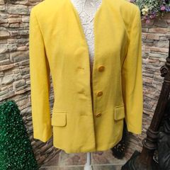 Yellow Cashmere Wool Blend Blazer by Mondi vintage 80s 90s
