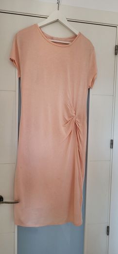 H&M salmon ruched side dress Sz 10UK