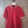 Fred Perry Maroon Polo Shirt White Light Blue Twin Tip Made in UK XL Image 5