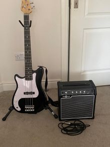 Bass guitar and amp