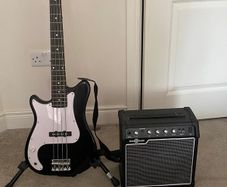 Bass guitar and amp