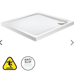 Sonas Kristal Secure Anti Slip Square Shower Tray With Waste - White - 760mm x 760mm