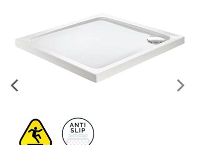 Sonas Kristal Secure Anti Slip Square Shower Tray With Waste - White - 760mm x 760mm