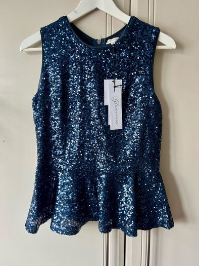 Sequined peplum top uk8