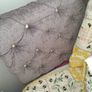 Double box bed and headboard silver/grey suede Image 3