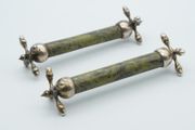 Antique jade and silver-plated knife rests
