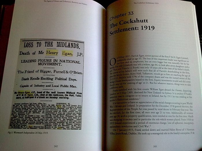 The Egans of Moate and Tullamore Ireland Irish history Westmeath Offaly