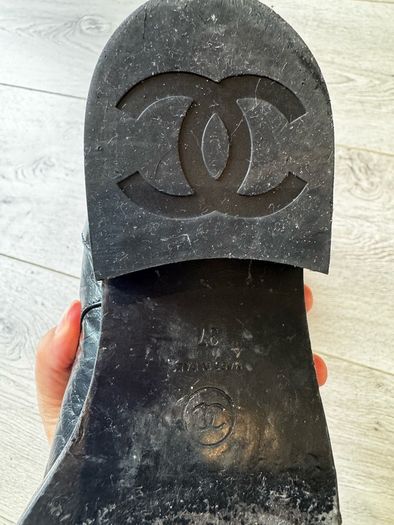 Chanel black leather boots