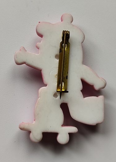 Vintage Brooch Pink Skateboarding Figure
