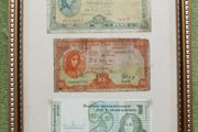 Three framed Irish Lady Lavery pound notes, All original notes not copies
