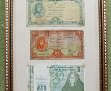 Three framed Irish Lady Lavery pound notes, All original notes not copies