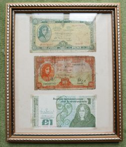Three framed Irish Lady Lavery pound notes, All original notes not copies