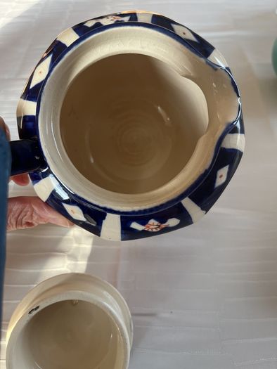 genuine antique Art Deco paneled ceramic teapot