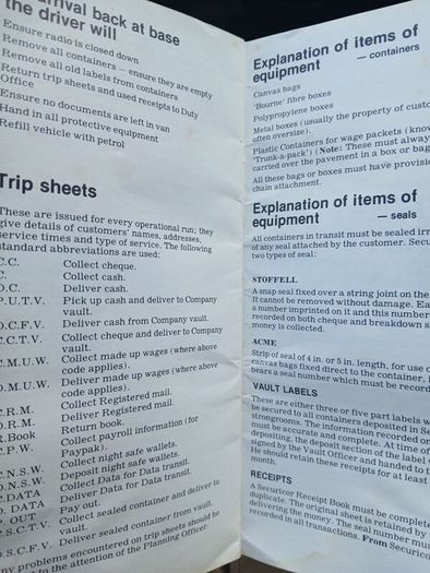 Vintage Securicor Manual